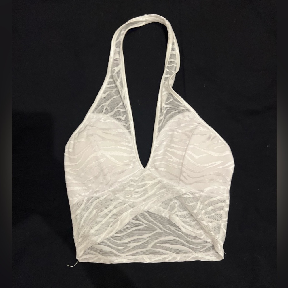 White zebra print halter top, Bozzollo size small